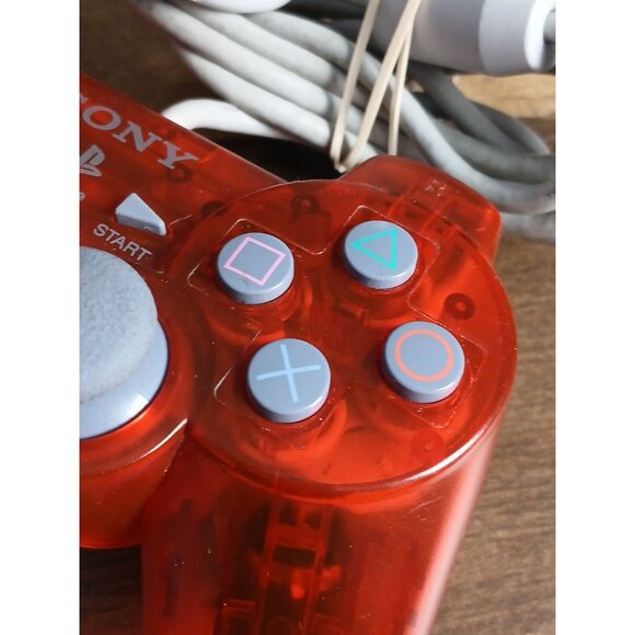 Sony PlayStation PS1 PSone OEM Transparent Red Controller SCPH-110 Tested - Picture 4 of 9